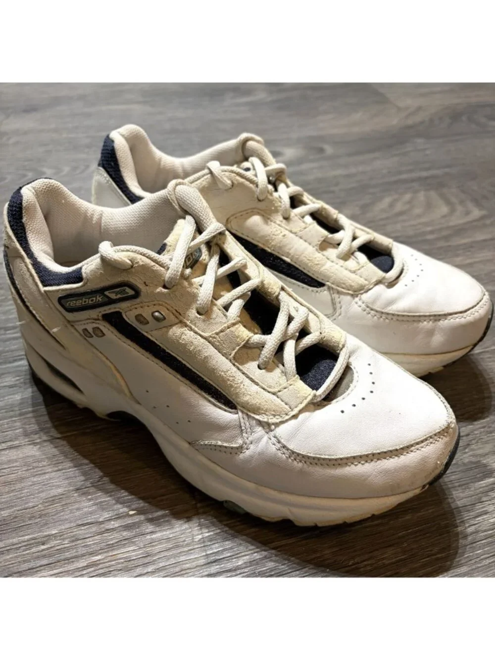Reebok DMX Vintage 00s White Navy Sneakers Size 6.5 37 Dad Shoes Y2K Retro Style